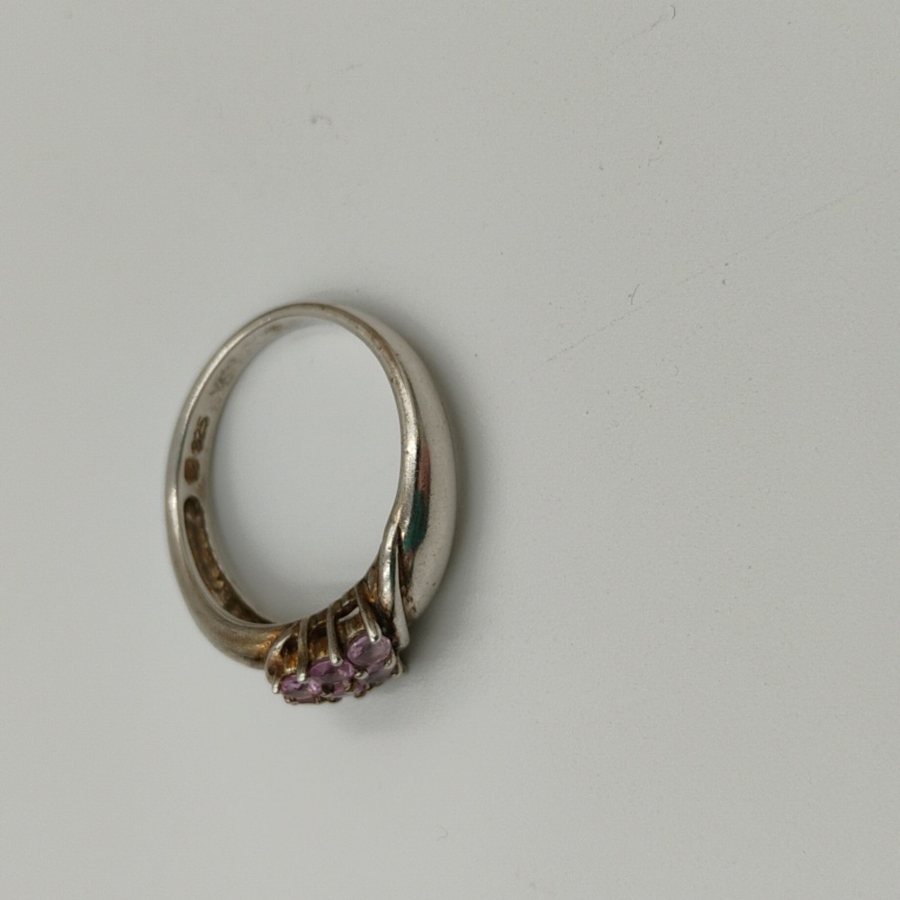 Vintage Pink Topaz Cluster Sterling Silver 925 Ring Size - Picture 4 of 5